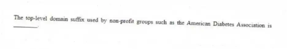 The top-level domain suffix used by non-profit groups such as the American Diabetes Association is ________.