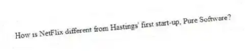 How is NetFlix different from Hastings' first start-up, Pure Software?
