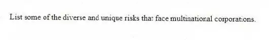 List some of the diverse and unique risks that face multinational corporations.