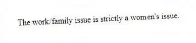 The work/family issue is strictly a women's issue.