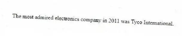 The most admired electronics company in 2011 was Tyco International.