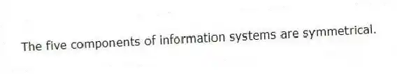 The five components of information systems are symmetrical.