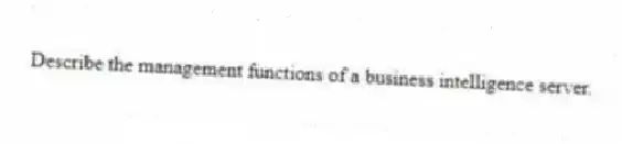 Describe the management functions of a business intelligence server.