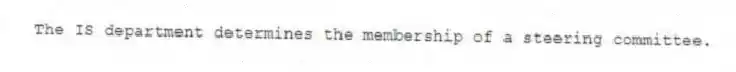 The IS department determines the membership of a steering committee.