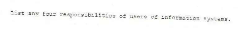 List any four responsibilities of users of information systems.