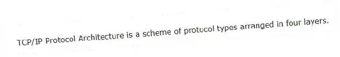 TCP/IP Protocol Architecture is a scheme of protocol types arranged in four layers.
