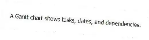 A Gantt chart shows tasks, dates, and dependencies.