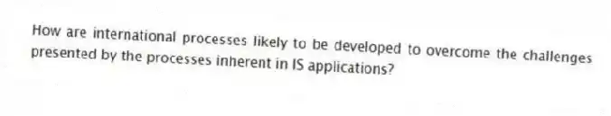 How are international processes likely to be developed to overcome the challenges presented by the processes inherent in IS applications?