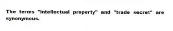 The terms "intellectual property" and "trade secret" are synonymous.