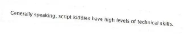 Generally speaking, script kiddies have high levels of technical skills.
