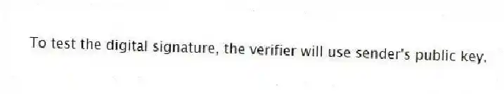 To test the digital signature, the verifier will use sender's public key.