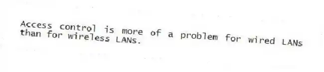 Access control is more of a problem for wired LANs than for wireless LANs.