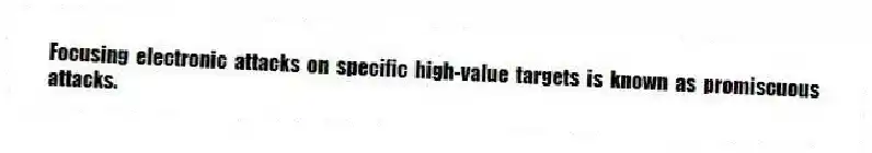 Focusing electronic attacks on specific high-value targets is known as promiscuous attacks.