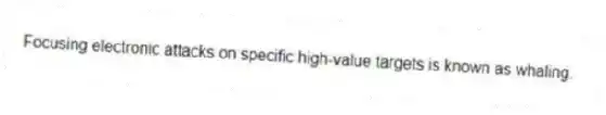 Focusing electronic attacks on specific high-value targets is known as whaling.
