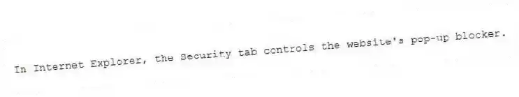 In Internet Explorer, the Security tab controls the website's pop-up blocker.