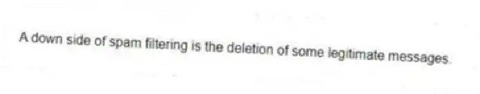 A down side of spam filtering is the deletion of some legitimate messages.