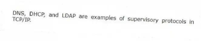 DNS, DHCP, and LDAP are examples of supervisory protocols in TCP/IP.