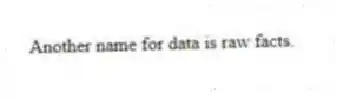 Another name for data is raw facts.