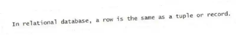 In relational database, a row is the same as a tuple or record.