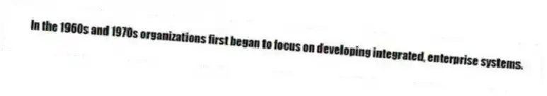 In the 1960s and 1970s organizations first began to focus on developing integrated, enterprise systems.