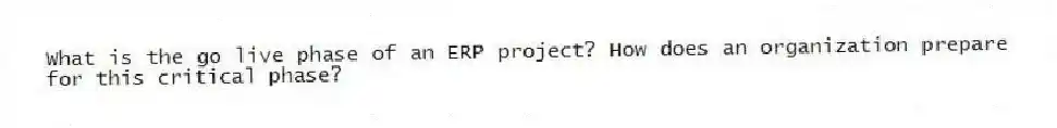 What is the go live phase of an ERP project? How does an organization prepare for this critical phase?