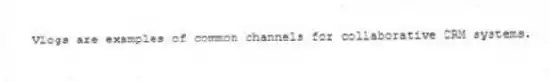 Vlogs are examples of common channels for collaborative CRM systems.