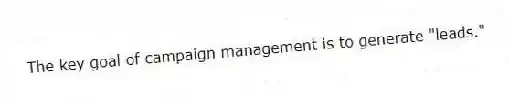The key goal of campaign management is to generate "leads."