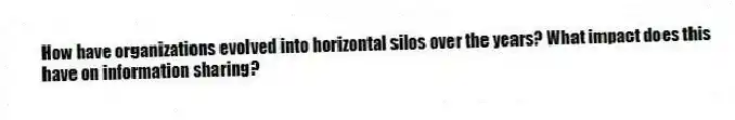 How have organizations evolved into horizontal silos over the years? What impact does this have on information sharing?