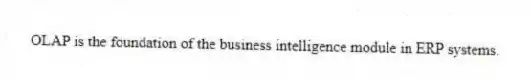 OLAP is the foundation of the business intelligence module in ERP systems.