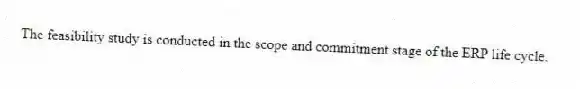 The feasibility study is conducted in the scope and commitment stage of the ERP life cycle.