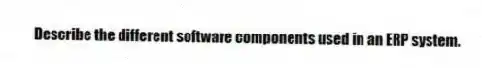 Describe the different software components used in an ERP system.