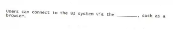 Users can connect to the BI system via the ________, such as a browser.