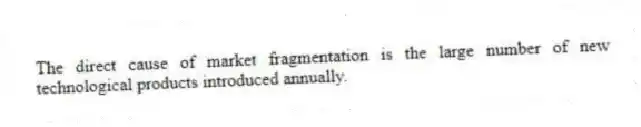 The direct cause of market fragmentation is the large number of new technological products introduced annually.