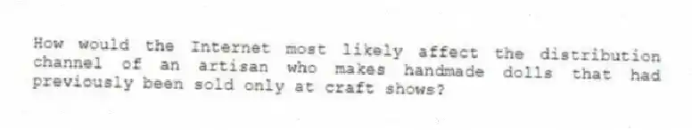 How would the Internet most likely affect the distribution channel of an artisan who makes handmade dolls that had previously been sold only at craft shows?