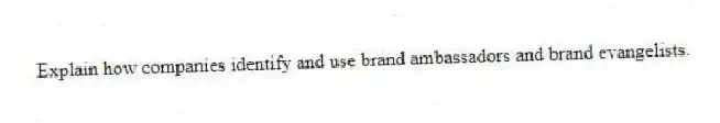 Explain how companies identify and use brand ambassadors and brand evangelists.