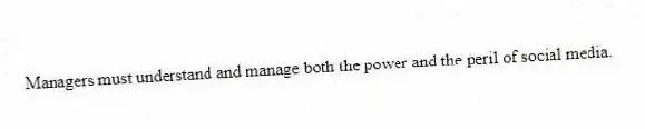 Managers must understand and manage both the power and the peril of social media.