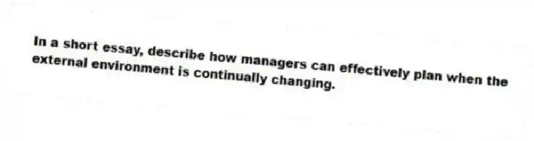 In a short essay, describe how managers can effectively plan when the external environment is continually changing.