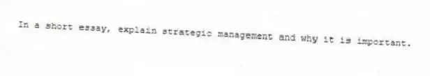 In a short essay, explain strategic management and why it is important.