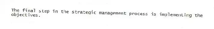 The final step in the strategic management process is implementing the objectives.