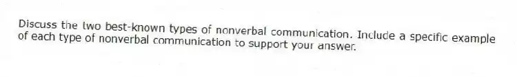 Discuss the two best-known types of nonverbal communication. Include a specific example of each type of nonverbal communication to support your answer.