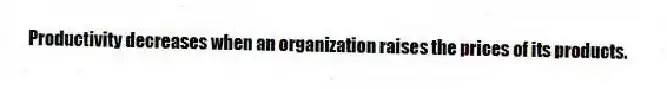 Productivity decreases when an organization raises the prices of its products.