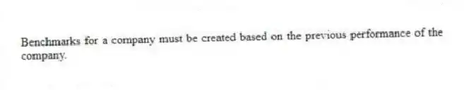 Benchmarks for a company must be created based on the previous performance of the company.