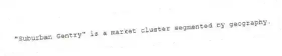 "Suburban Gentry" is a market cluster segmented by geography.