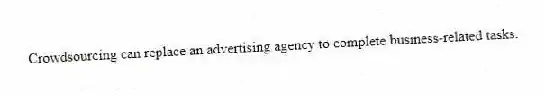 Crowdsourcing can replace an advertising agency to complete business-related tasks.