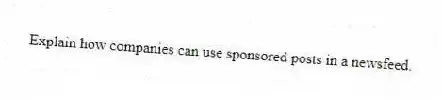 Explain how companies can use sponsored posts in a newsfeed.