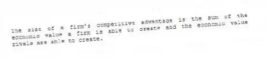 The size of a firm's competitive advantage is the sum of the economic value a firm is able to create and the economic value rivals are able to create.