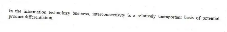 In the information technology business, interconnectivity is a relatively unimportant basis of potential product differentiation.