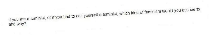 If you are a feminist, or if you had to call yourself a feminist, which kind of feminism would you ascribe to and why?