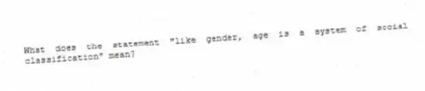 What does the statement "like gender, age is a system of social classification" mean?