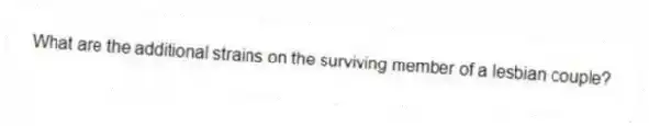 What are the additional strains on the surviving member of a lesbian couple?